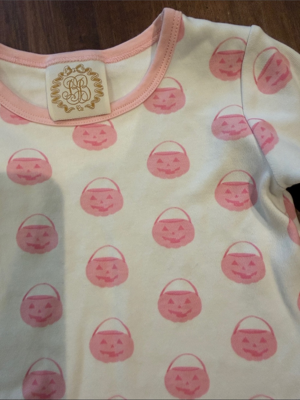 The Beaufort Bonnet Company Girls' White & Pink Long-Sleeve Pumpkin Dress - Picture 3 of 4